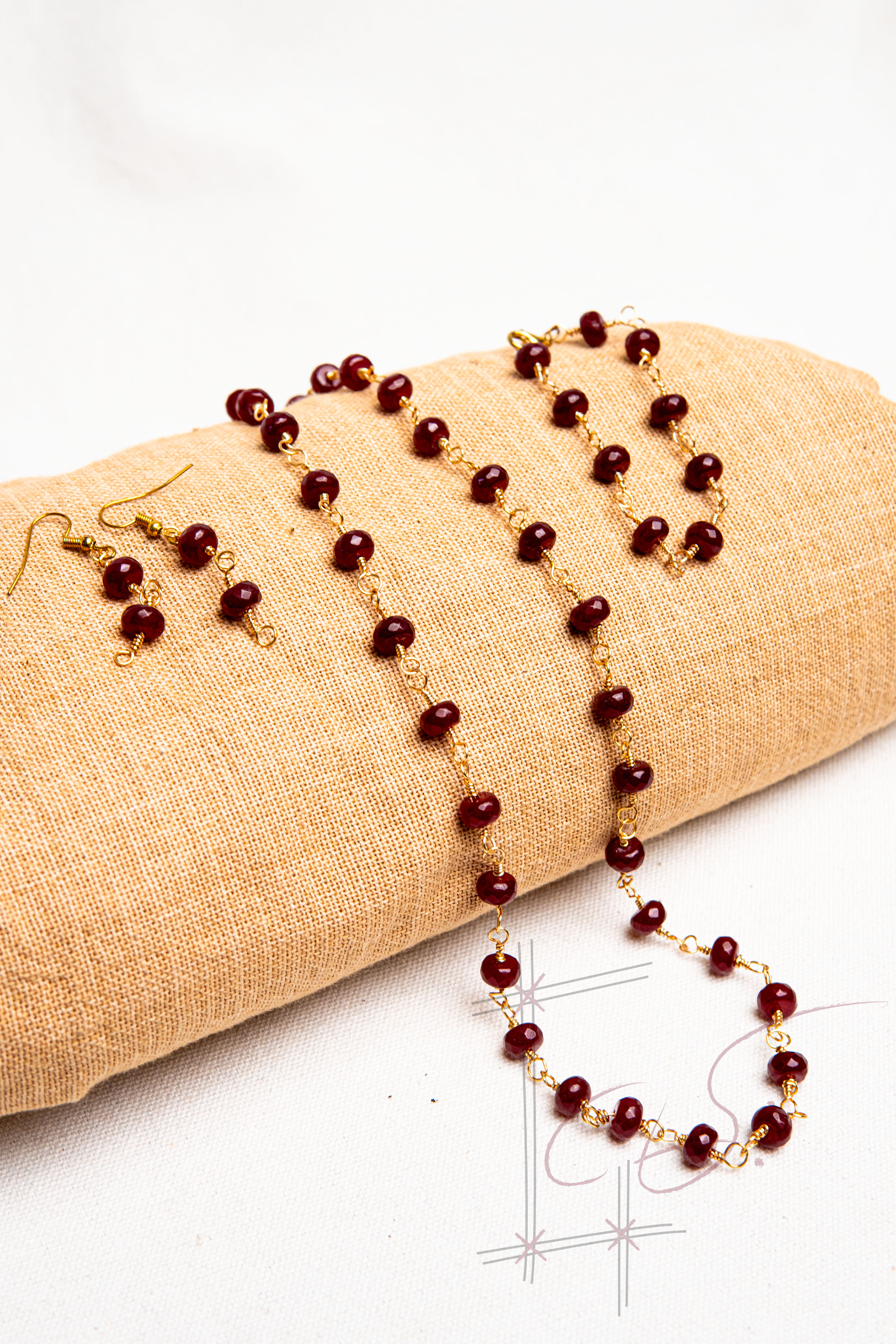 Ruby Quartz crystal Jewelry Set